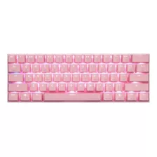 Teclado Gamer Bluetooth Motospeed Ck62 Qwerty Outemu Blue Inglés Us Color Rosa Con Luz Rgb