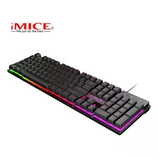 Teclado Gamer Imice Ak-600 Qwerty Inglés Us Color Negro Con Luz Rgb