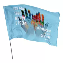 Bandeira Missões Mapa Mãos Pregai O Evangelho 1,50m X 1,0m