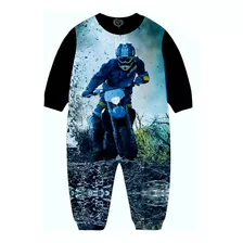 Macacão Pijama Motocross Moto Infantil Enduro Trilha Moletom