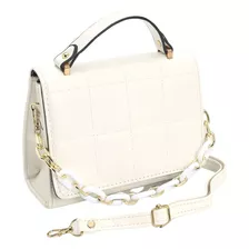 Bolsa Feminina Transversal Média Com Alça De Mão Corrente Cor Branco