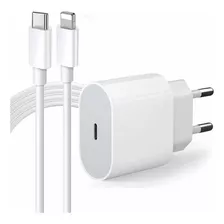 Cabo Fonte Compatível iPhone X Xr 11 12 13 14 Usb-c 20w Cor Branco