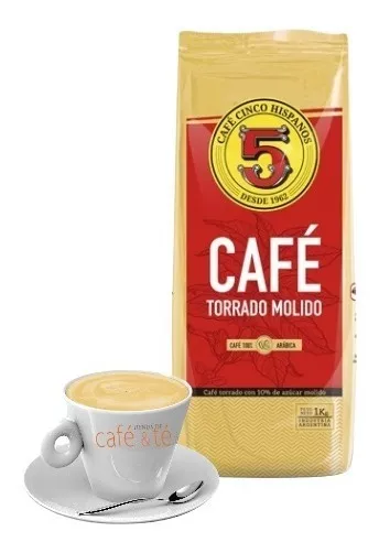 Café Para Cafeteras De Filtro 5 Hispanos Molido Torrado 1 Kg