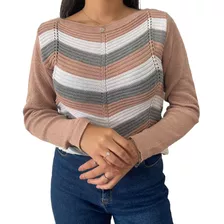 Blusa De Tricot Feminina Três Cores Com Detalhes Na Barra