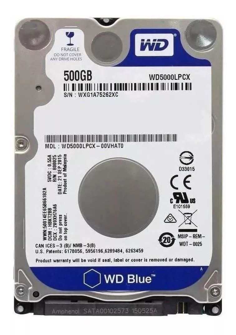 Disco Rígido Interno Western Digital  Wd5000lpcx 500gb Azul