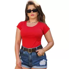 Blusinha Feminina Gola O Malha Baby Look Tshirt Uniformes