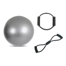 Bola De Pilates 65cm Com Bomba E 2 Elásticos De Resistência