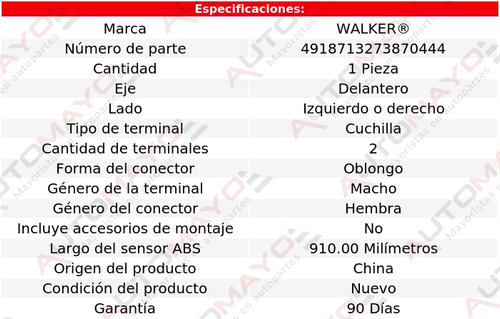 Un Sensor Abs Delantero Walker 9-7x V8 5.3l 2005-2009 Foto 5