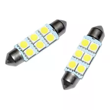 Par Lâmpada 6 Led 39mm Torpedo Branco Placa Teto,porta Malas