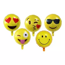 Globos Metalizados Emoticones 45 Cm - Docena Emoji