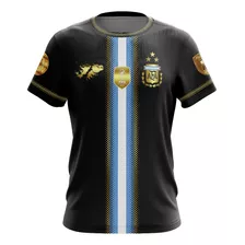 Remera Camiseta Negra Con Bandera Argentina Mundial Malvinas