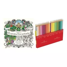 Kit- Livro Floresta Encantada+ Lápis 60 Cores Aquarela Faber