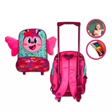 Mochila Infantil Escolar Borboleta Rodinha Jardim Infância