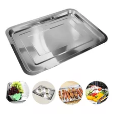 Bandeja Inox Rasa Retangular 30 X 40 Servir Multi Uso