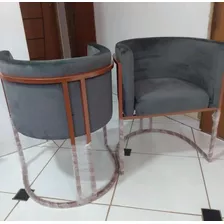 Cadeira Para Escritorio Estetica E Poltrona Sofa Decorativa Cor Cinza