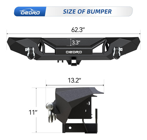 Rear Bumper Compatible With 2007-2018 Jeep Wrangler Jk \u0026 Jku Foto 4