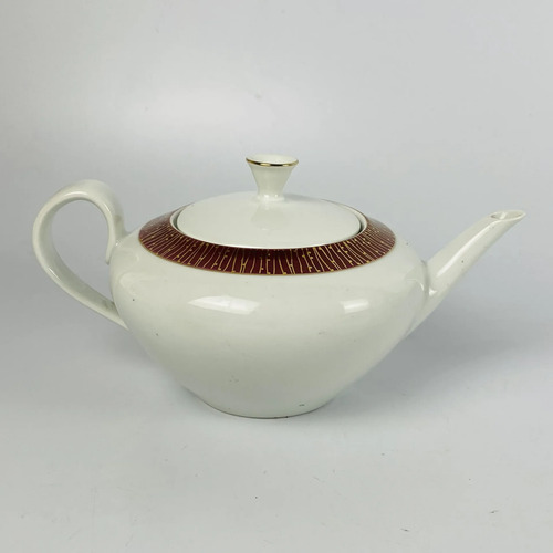 Jogo Chá/café Porcelana Renner Vinho E Dourado Vintage Branco 5