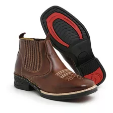 Bota Texana Botina Cano Courto Bordada Masculina Costurada