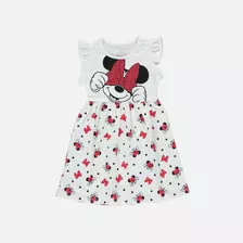 Vestido De Niña, Manga Corta, Crema De Minnie Mouse ©disney