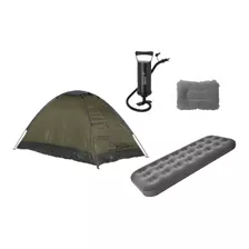 Combo Camping Kit Carpa + Colchón Infl + Almohada + Inflador