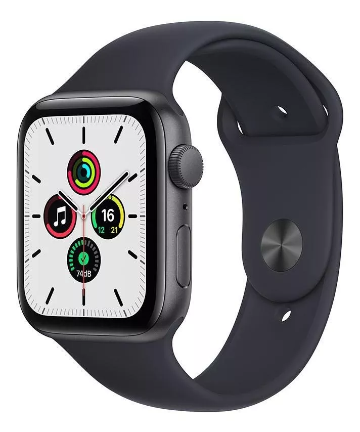 Apple Watch Se (gps, 44mm) - Caja De Aluminio Color Gris Espacial - Correa Deportiva Azul Medianoche