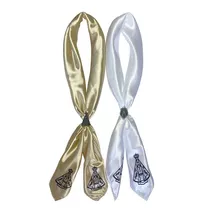 02 Lenços Nossa Senhora Aparecida Dourado E Branco + Brindes