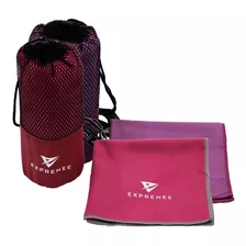 Set 3 Toalla Microfibra Natacion Viaje Pack 2 Fucsia Purpura