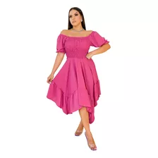 Vestido Moda Evangélica Luxo Midi Ciganinha Formatura Culto