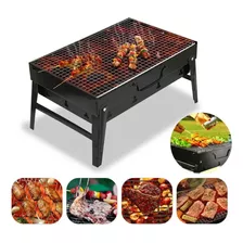  Asador Portátil Parrilla Kit Asado Ahumador Color Negro 