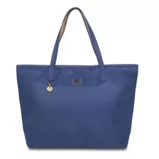 Bolsa Tote Cloe Para Mujer Grande Textil Colgante Color Oro Color Azul Marino