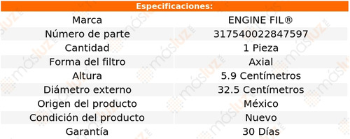 1- Filtro De Aire Nissan D21 2.4l 4 Cil 1993/1994 Engine Fil Foto 2