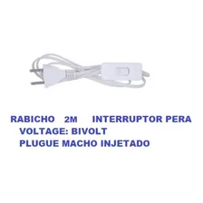 4 Rabichos 2m Branco Abajur Luminária Int Botão 110/220v