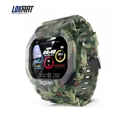 Reloj Inteligente Militar Camuflado Negro, Rojo Y Verde