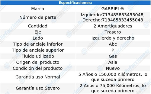 Par Amortiguadores Traseros Gas Toyota Corolla 03-08 Gabriel Foto 2