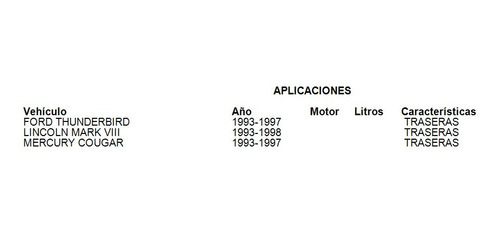 Balatas Traseras Grc Mark Viii 1998 Lincoln Foto 4