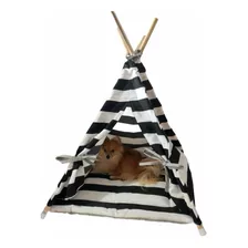 Cabana Toca Tenda Para Cães E Gatos Preta Listrada
