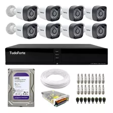 Kit 8 Câmeras Segurança 20m Dvr 8 Canais Com Hd Sata