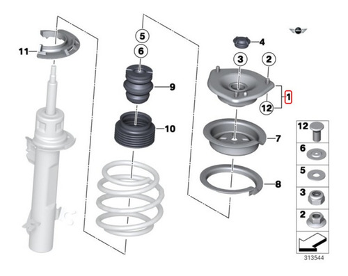 Soporte Amortiguador Mini Cooper R57 Lci One Foto 3