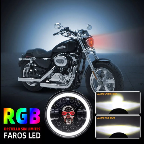 7'' Faro Led Universal Refacciones Moto Rgb Ojo De Angel Foto 3