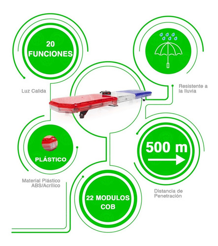 Torreta Estrobo 216 Led Cob Toldo Grande Patrulla Universal Foto 4