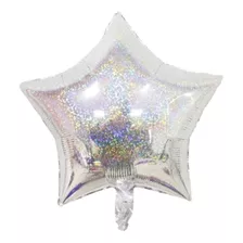 50 Balão Metalizado Estrela Prata Holografico 45*45cm
