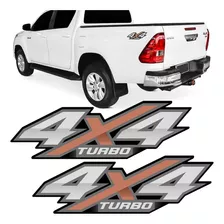 Par Adesivo Lateral 4x4 Turbo Hilux 2016 2017 A 2020 Emblema