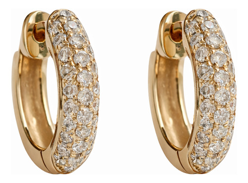 Brinco Argolinha Cravejada De Diamantes 0,31ct Em Ouro 18k