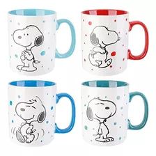 Peanuts Snoopy Freckled Joy Tazas De 15 Oz, Gres, Paquete De