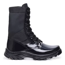 Bota Coturno Militar Couro Impermeável Zíper Palmilha Em Gel