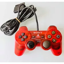 Controle Vermelho Translúcido Playstation 2 Original Sony