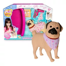 Boneco Cachorro Pug Pet Wash C/ Banheira - Adijomar