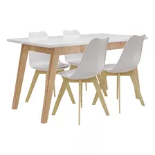 Combo Escandinavo Nordico Mesa Comedor 120 + 4 Sillas Tulip