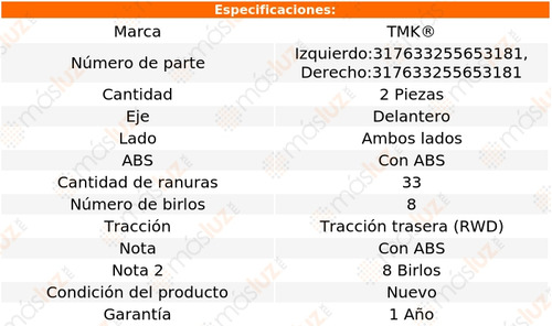 2- Mazas Delanteras Ram 2500 Van 8 Cil 5.2l 1998/2002 Tmk Foto 2