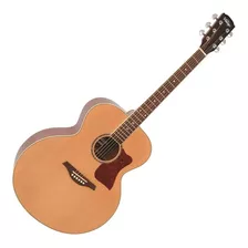 Guitarra Acústica Vintage Vj100 Jumbo Tapa Solida Natural